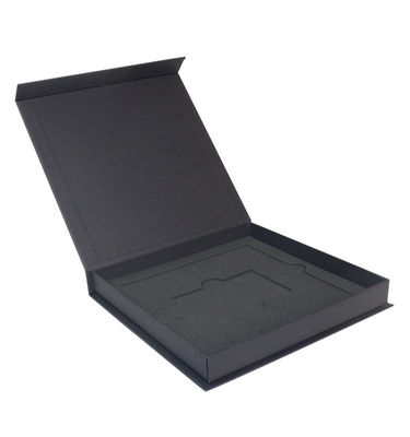 Caja de regalo de papel magnético de forma de libro con inserción de espuma de lujo marco de foto de cartón rígido