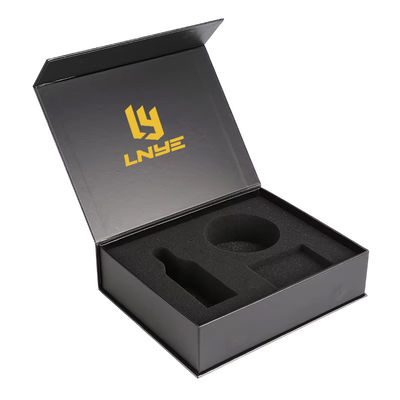 Fábrica mayorista logotipo personalizado Negro Magnético Magnético de lujo embalaje de papel plegable Caja de regalo de negocios