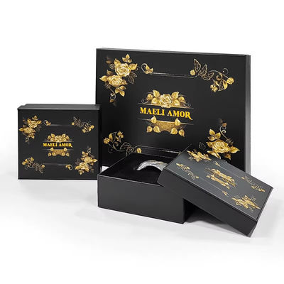 Impresión a medida de la fábrica de alta gama de joyería de lujo conjunto de cajas Golden Rose cuerda de cabello encabezado caja de embalaje