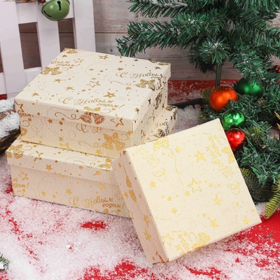 Cajas de regalo de Navidad con cinta de impresión personalizada Cajas de regalo de Navidad de poliéster para Navidad Envase festivo al por mayor