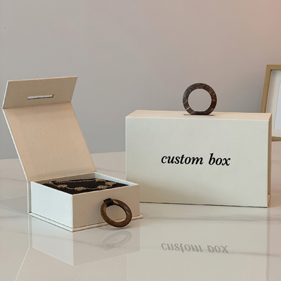Collar de Joyería Blanco Diseño Personalizado Caja de Presentación Magnética Logotipo Personalizado Anillo Pendiente Collar Pulsera Embalaje Caja de Papel