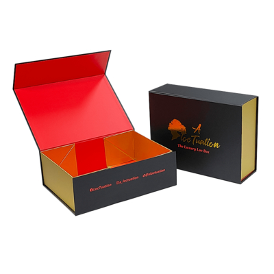 Caja magnética plegable negra de cartón rígido mate grande de lujo con logotipo personalizado Premium ISO9001