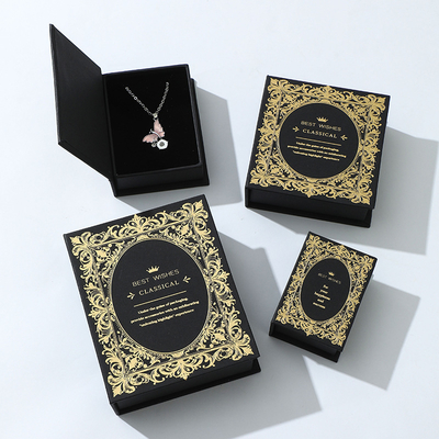 Caja magnética de lujo personalizada al por mayor para collar y aretes, caja de almacenamiento de joyas