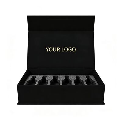 Cajas de papel elegantes personalizadas Caja de regalo con tapa magnética con mango para botella de vino Conjunto de perfumes Tarjeta VIP