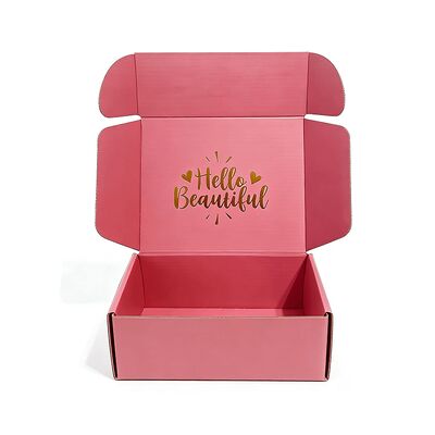 Caja de correo de cartón rosa pequeño y pesado personalizado para perfumes velas de galletas de chocolate embalaje de pasteles